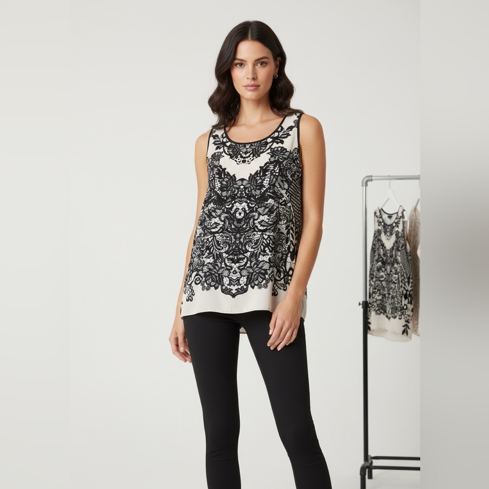 Express Women's Split Back Lace Design Tank Blouse Size Medium